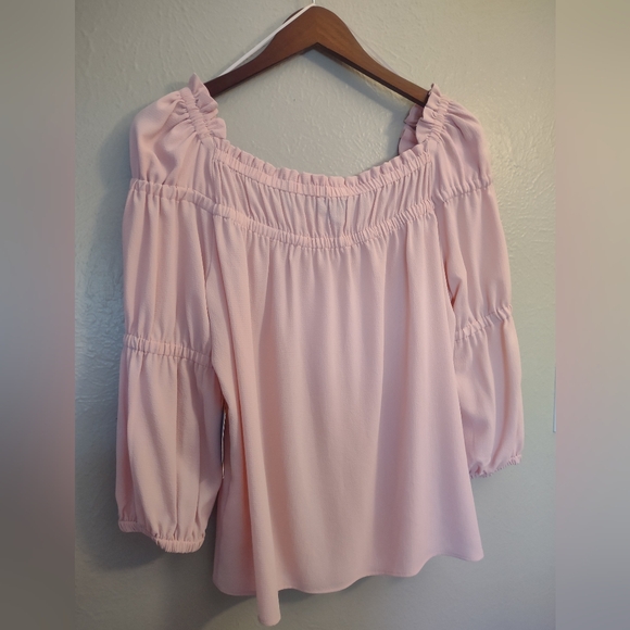 CeCe Women's Square Neck Ruffle Sleeve Blouse in Rosehip Pink - Picture 10 of 11